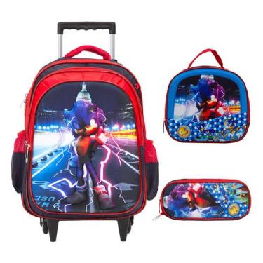 Imagem de Kit Mochila Infantil Com Rodinha Sonic Creche Envio Imediato - TOYS 2U