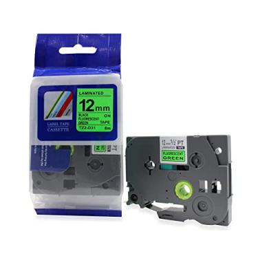 Imagem de Fita Refil Compatível TZ-D31 TZe-D31 Verde Fluorescente Neon 12mm para Rotulador Brother PT-H105 PT-H110 PT-D200 PT-D210 PT-D400 PT-D410 PT-D600 PT-D610BT PT-P300BT P-Touch Cube