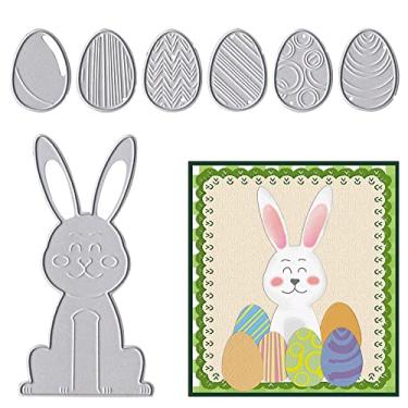 Imagem de Cortes de ovos de coelho de Páscoa para fazer cartões, 6 padrões de moldes de corte de ovos de Páscoa, moldes de metal, moldes de coelho fofo para artesanato faça você mesmo, álbum de fotos em relevo