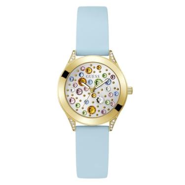 Imagem de GUESS Relógio feminino Mini Wonderlust de silicone, Azul, Moderno