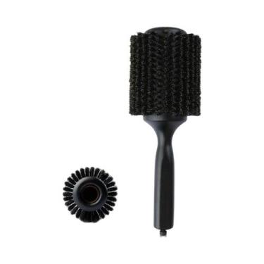 Imagem de Escova De Cabelo Redonda Com Cabo De Madeira Preta E Cerdas De Javali,