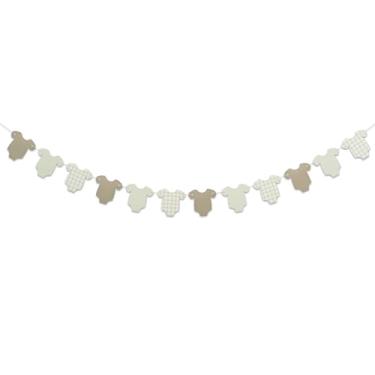 Imagem de ZAIBIANHAO Faixa de roupas de bebê - bodies de manga curta para chá de bebê, faixa de roupa para festa de aniversário, material de festa neutra revelação de gênero (tecido verde)