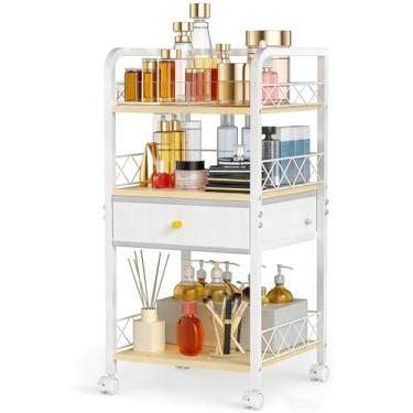 Imagem de Carrinho organizador de maquiagem de chão com gaveta, organizadores e armazenamento de banheiro, versátil para cuidados com a pele, organizador de perfume, expositor de cosméticos para pincel de
