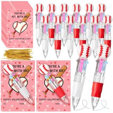 Imagem de Kosiz Pacote com 12 cartões de beisebol para o dia dos namorados, lembrancinhas de festa de beisebol, multicolorido, 4 em 1, 0, 5 mm, para escola, escritório, amantes de esportes, presentes inovadores