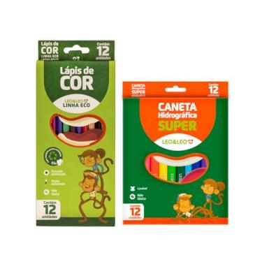 Imagem de Lápis De Cor 12 Cores + Canetinha 12 Cores Lavável - Leo e Leo