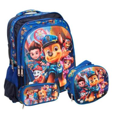 Imagem de Kit Mochila Infantil De Costas Menino 3 Pçs Volta As Aulas - Plike