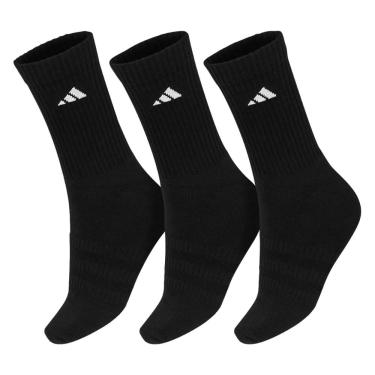 Imagem de Meia Adidas Cano Alto Cushioned Crew - Pack com 3 Pares - Preto-M