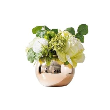 Imagem de Arranjo de flores artificiais de mesa de plantas em vaso pequeno simulado decoração floral leve decoração de luxo para hotel flores falsas