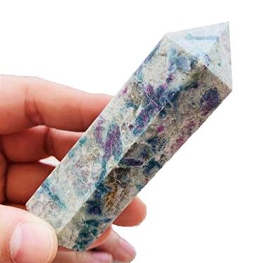 Imagem de Pedras de quartzo com ponta de cianita rubi cristais naturais para decoração (tamanho: 8-9 cm)