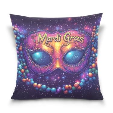 Imagem de Blueangle Capas de almofada de máscara colorida de carnaval - 50 x 50 cm, decoração de férias de fazenda para sofá de casa (188)