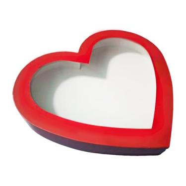 Imagem de WENPACK Caixa de presente em forma de coração de 30,5 cm, grande máquina de papelão, preenchível para charcutaria e alimentos doces, dia das mães (vermelho)