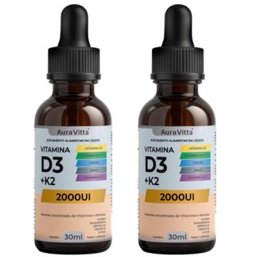 Imagem de Vitamina D + K2 (D3, K2 Mk7, B12 Metilcobalamina, Cromo, Zinco) AuraVitta - Sabor Laranja 30 ML Original Imunidade e Energia - Suplemento alimentar Concentrado - Vitaminas e Minerais (2)