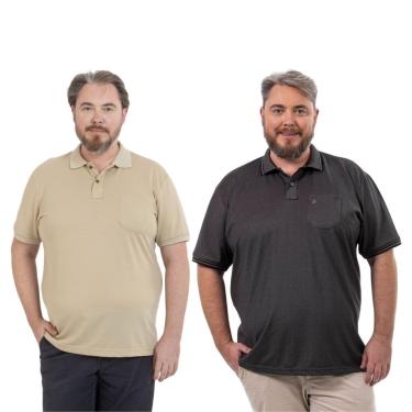 Imagem de Kit 2 Camisa Polo Masculina Plus Size Pique com Bolso Casual-Masculino
