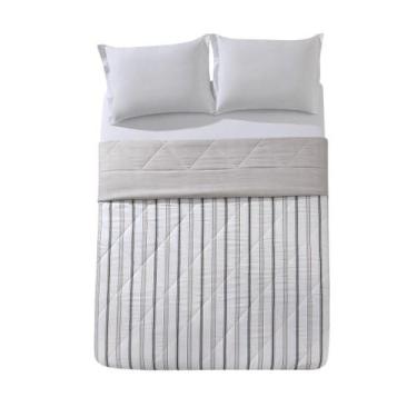 Imagem de Edredom Queen Döhler Dupla Face Otto Emily, Cinza Claro