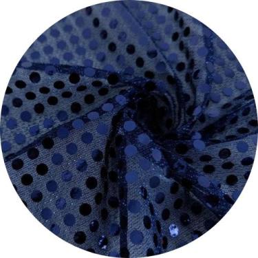 Imagem de Tecido Paete Fantasia 1 x 1,10mts Cor:Azul Marinho - Tecidos SG, Azul 