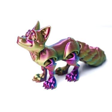 Imagem de Raposa impressa em 3D, brinquedos fidget , animais misteriosos articulados flexíveis, presente surpresa para festivais, decoração de estatuetas domésticas, decorações de mesa executiva (RYB)