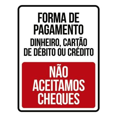 Imagem de Placa Forma De Pagamento Não Aceitamos Cheques 36X46