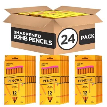 Imagem de E-CLIPS USA Lápis a granel nº 2 (24 caixas) Número 2 lápis pré-afiados material escolar a granel material de escritório a granel caixa a granel pode variar 12 lápis por caixa (24 caixas)