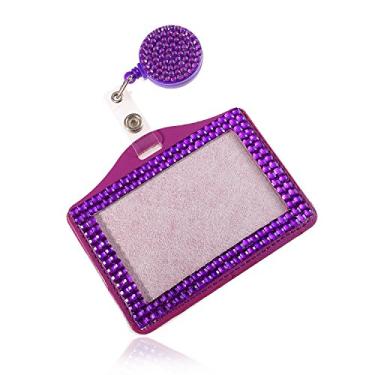 Imagem de Cordão de pescoço de cristal retrátil moderno, suporte de crachá de identificação brilhante, clipe de carretel portátil de strass para enfermeiras, professores, médicos, mulheres (porta-cartão