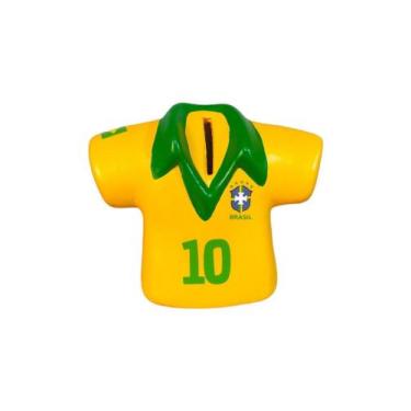 Imagem de Cofre Cofrinho Formato de Camisa De Futebol Brasil Ceramica - Decore C