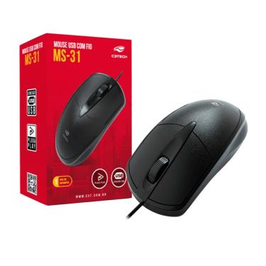 Imagem de Mouse Office Com Fio USB 2.0 3 Botões Preto MS-31 1000 DPI