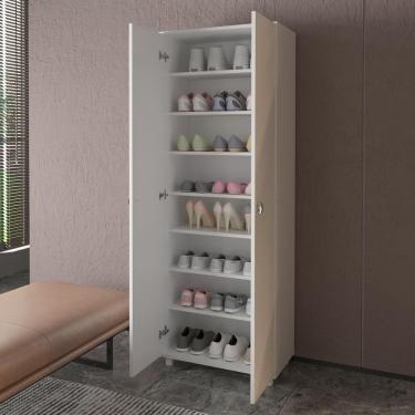 Imagem de Sapateira Vertical 57cm Com 2 Portas E 7 Prateleiras Multimóveis Cr35394 Branco