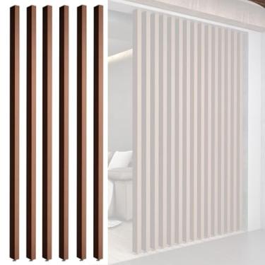 Imagem de Divisórias de sala de ripas de madeira ajustáveis - Pacote com 6 divisórias decorativas de entrada para casa, escritório, hotel e restaurante - Altura do chão ao teto 205 cm, solução de privacidade