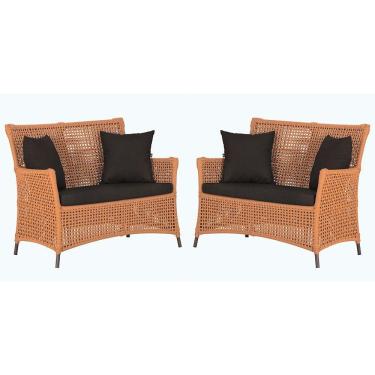 Imagem de 2 Sofás área Externa Igapó Alumínio Marrom Corda Náutica E9 Terra Cota