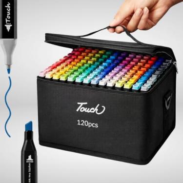 Imagem de Caneta Estojo Marcador Touch para Colorir Pintar Desenhar Ponta Dupla Cores Vivas Profissional Canetinha Pintar Bobbie Goods Diversão (120 cores)