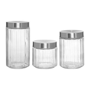 Imagem de Conjunto 3 Potes Cabane Redondo Em Vidro Porta Mantimentos - Hauskraft