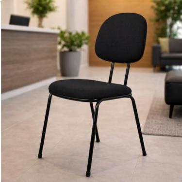 Imagem de Cadeira de Escritório Secretária Fixa Estofada Preta com Pé Palito 3/4 Ergonômica em Madeira e Espuma Injetada - Home Gourmet