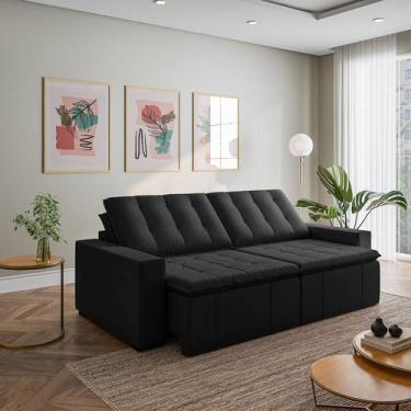 Imagem de Sofá Cama Retrátil e Reclinável 4 Lugares 280cm Veludo Palmeira CabeCa