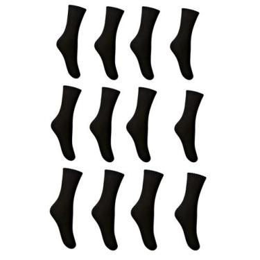 Imagem de Kit 12 Meia Selene Cano Longo Algodão 4160PP 39 ao 43 Cor:PretoTamanho