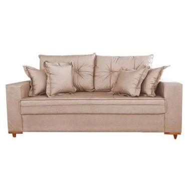 Imagem de Sofá Portugal com Almofadas Soltas 3 Lugares Tecido Linho 200cm Vicam 