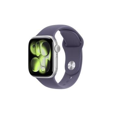 Imagem de Apple Watch Series 11 GPS 42mm Prateada Pulseira P/M Esportiva Roxo-Névoa