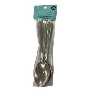 Imagem de Conjunto 6 Colheres Mesa Aço Inox Talheres Refeição Resistente - Caris