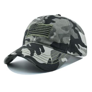 Imagem de Boné de beisebol, algodão camuflado, chapéu liso com bordado de bandei