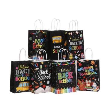 Imagem de Sacos de presente com texto impresso em papel kraft 21x15x8cm, pacote 