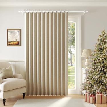 Imagem de Treatmentex Cortinas blackout dobráveis plissadas extra largas para sala de estar, quarto, cortinas blackout marrom com ganchos para porta de pátio, armário de parede, 1 painel de 152 x 213 cm, estilo