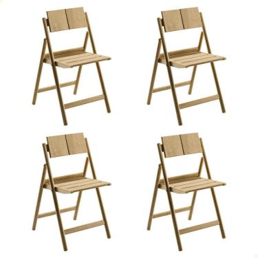 Imagem de Kit 4 Cadeira Dobrável Tramontina Bossa Em Madeira Tauari Natural 13699080