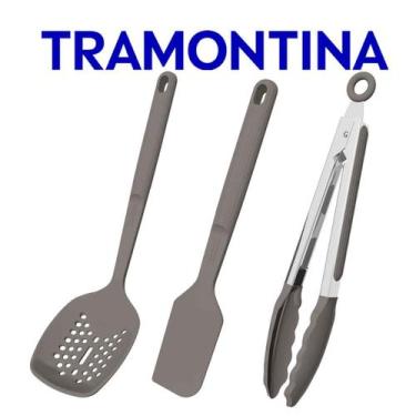 Imagem de Jogo De Utensílios Tramontina Softta Em Silicone 3 Peças Escumadeira E