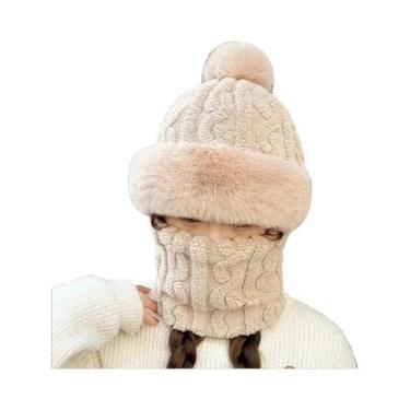 Imagem de Balaclava Térmica Feminina De Inverno Com Forro De Lã E Gorro (2 Peças
