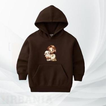 Imagem de Moletom Infantil Canguru com Ovelhinha Blusa moleton com Capuz Flanelada Confortável-Unissex