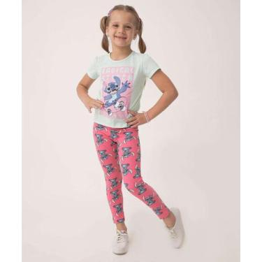 Imagem de Calça Infantil Legging Stitch Disney Tam 4 a 10 Rosa-65098, 6, Rosa