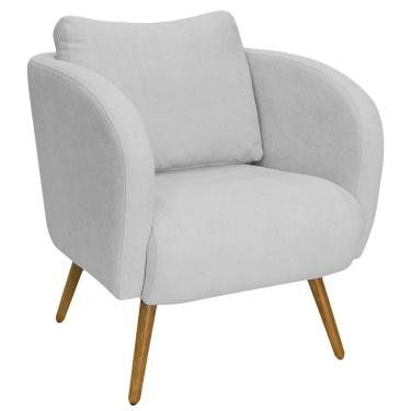 Imagem de Poltrona Decorativa Dana Pés Palito Madeira Castanho Bouclé Cinza Claro - Nexta Casa