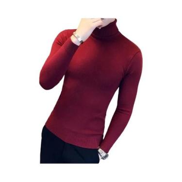 Imagem de Suéter Masculino Slim Fit De Gola Alta, Pulôver De Malha Quente Para O
