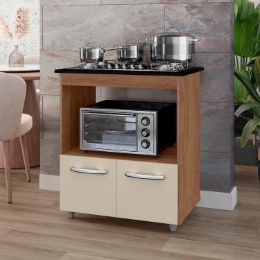 Imagem de Balcão Cali Para Cooktop 4 Bocas 2 Portas Cozinha Mb1 75cm Savana Off White Pc