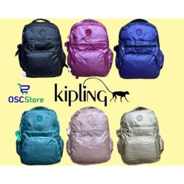Imagem de Mochila Inspiração Kipling - Metalizada – Impermeável – Diversos Bolsos – Grande – Notebook – Dia a Dia – Escola – Unissex