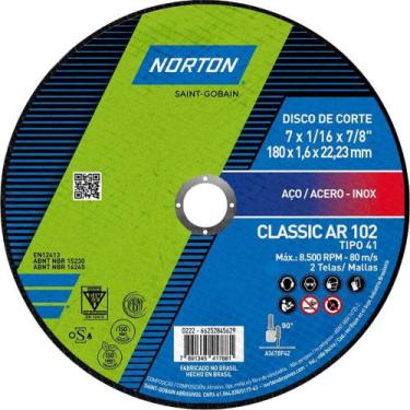 Imagem de Disco de Corte, 180 mm x 1,6 mm x 22,23 mm, Classic, Norton OstenVonde