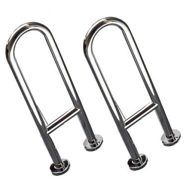 Imagem de Barra de Apoio em U 45cm Kit 2 Uni Banheiro Box Seguranca Idoso Cadeir